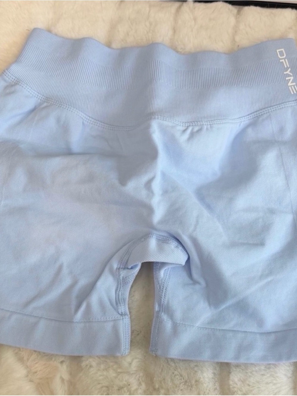 DFYNE Women's Light Blue High-Waist Athletic Bike Shorts